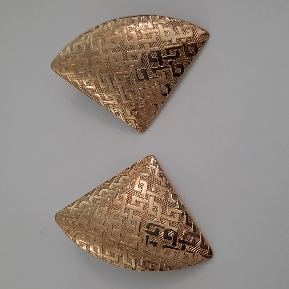 Trifari Triangle Gold Earrings
